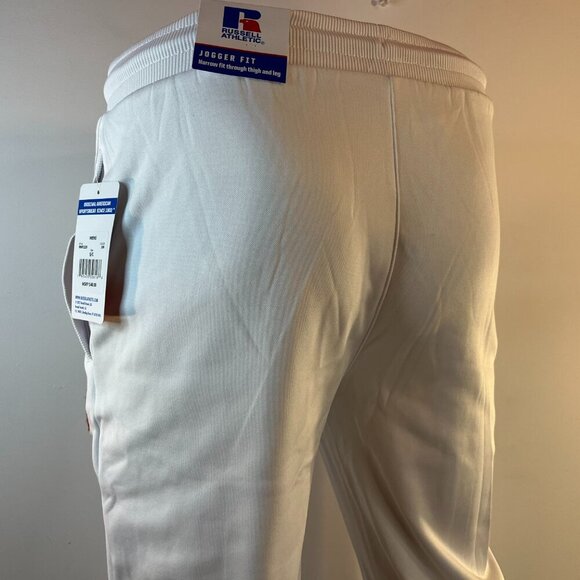 Russell Athletic Men's White Athletic Fleece Jogger Pants - Size Small - NWT $48 - Picture 3 of 5